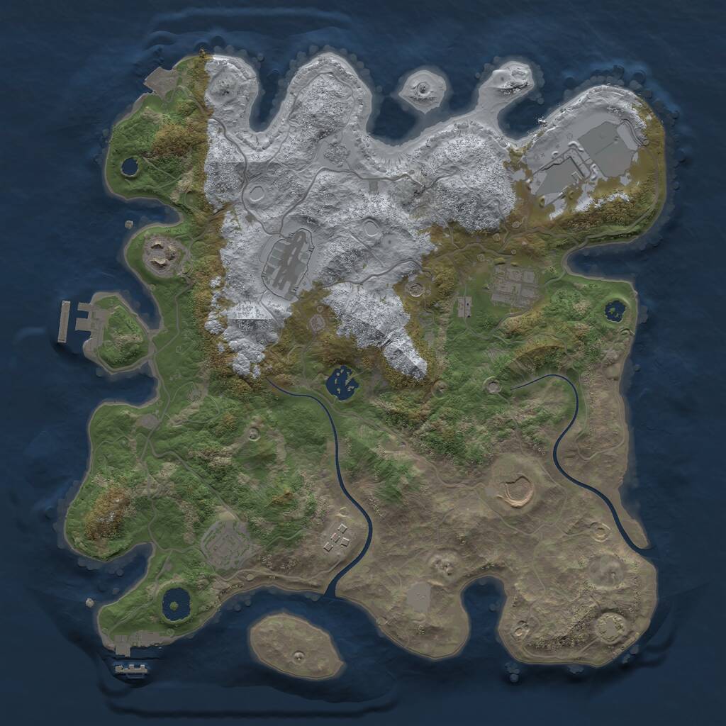 Rust Map: Procedural Map, Size: 3500, Seed: 1056472762, 14 Monuments