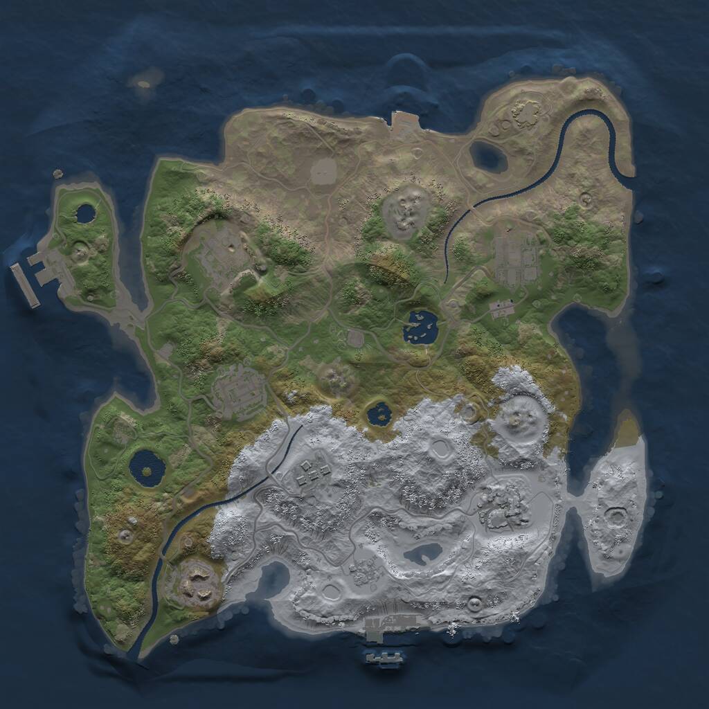 Rust Map: Procedural Map, Size: 3000, Seed: 615800331, 12 Monuments