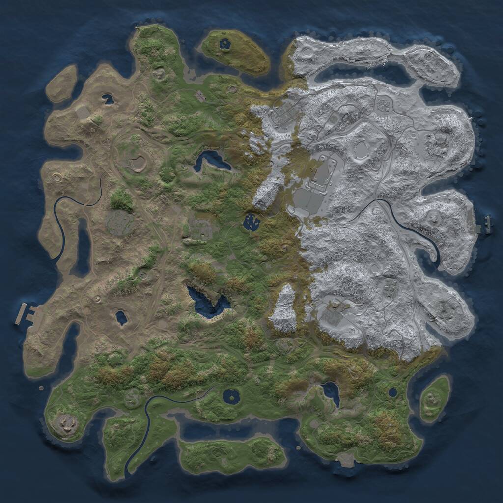 Rust Map: Procedural Map, Size: 4500, Seed: 456165, 16 Monuments