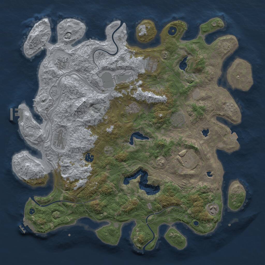 Rust Map: Procedural Map, Size: 4500, Seed: 267060775, 16 Monuments