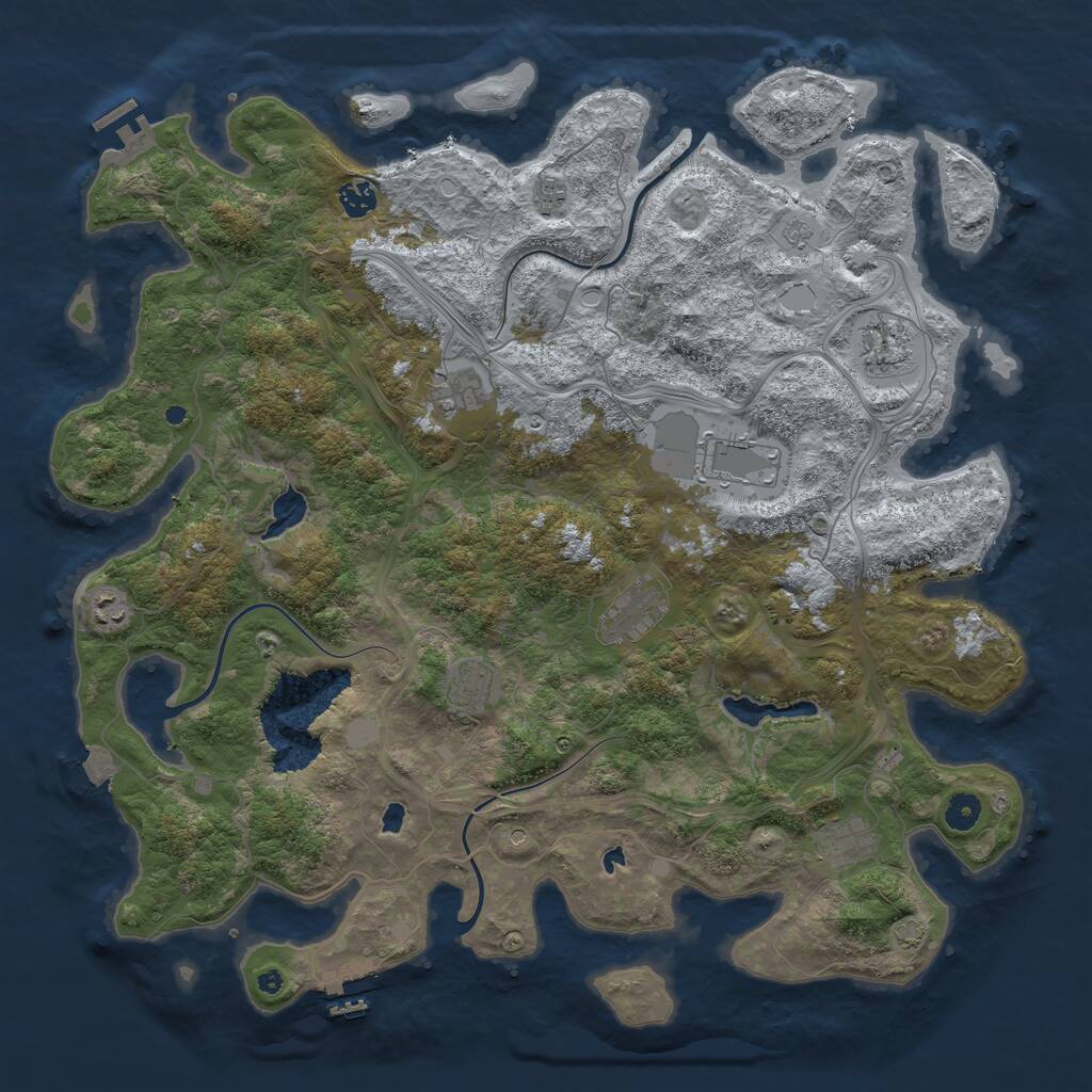 Rust Map: Procedural Map, Size: 4500, Seed: 1785370069, 15 Monuments
