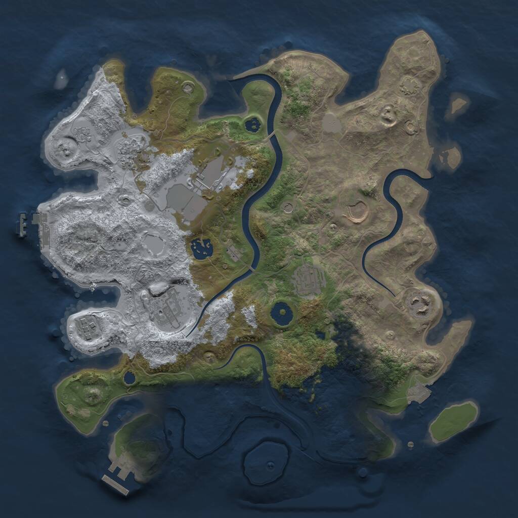Rust Map: Procedural Map, Size: 3500, Seed: 748793152, 14 Monuments