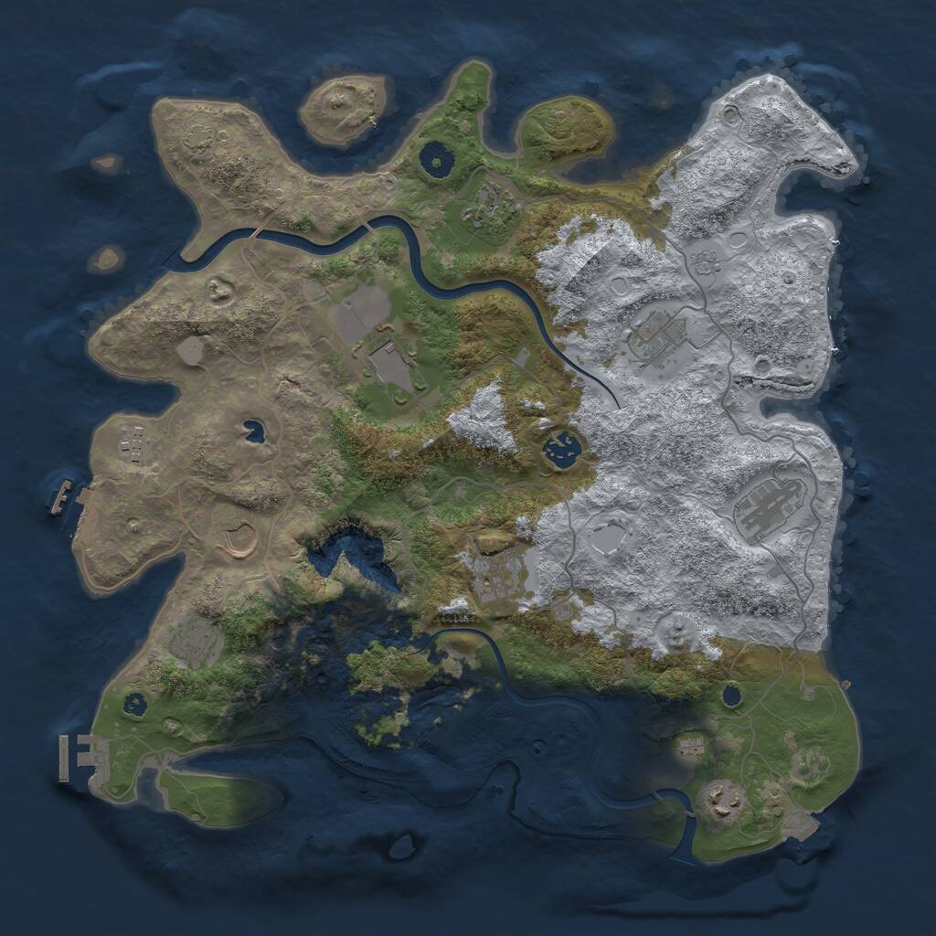 Rust Map: Procedural Map, Size: 4000, Seed: 264, 16 Monuments