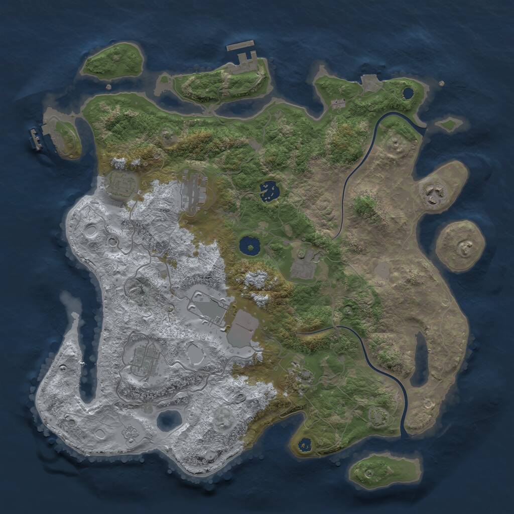 Rust Map: Procedural Map, Size: 3750, Seed: 654978616, 14 Monuments