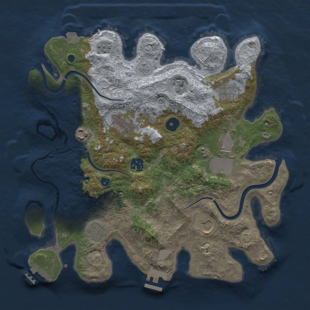 Rust Map: Procedural Map, Size: 3500, Seed: 1917559065, 14 Monuments