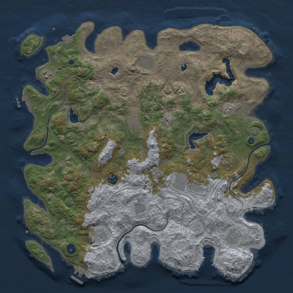 Rust Map: Procedural Map, Size: 4500, Seed: 604922, 16 Monuments