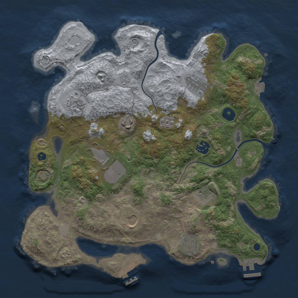Rust Map: Procedural Map, Size: 3500, Seed: 743040764, 15 Monuments