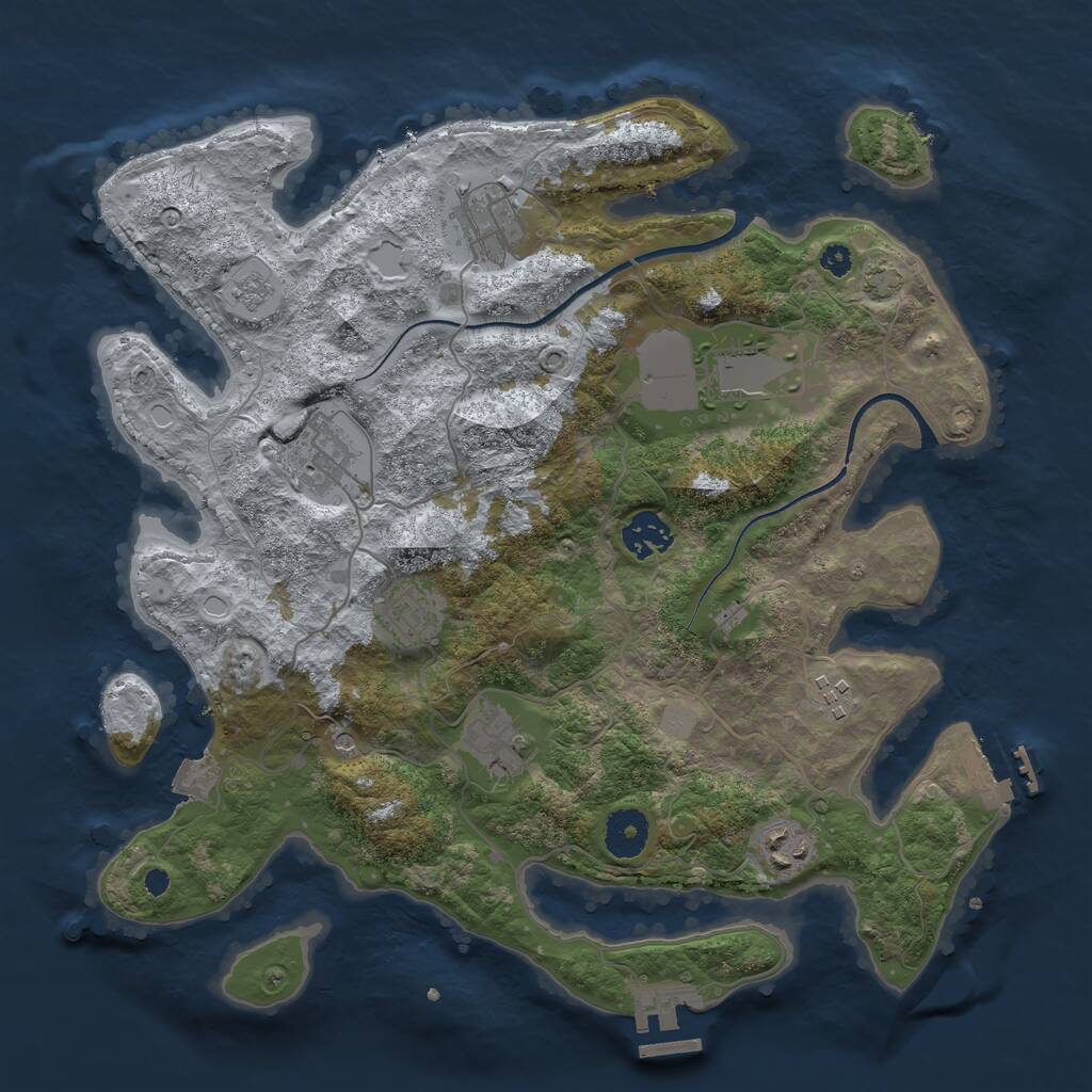 Rust Map: Procedural Map, Size: 3500, Seed: 89628431, 14 Monuments