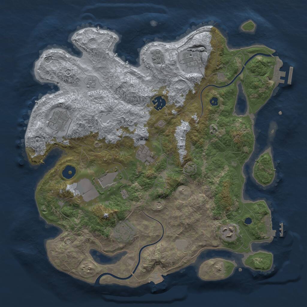 Rust Map: Procedural Map, Size: 3500, Seed: 3568, 14 Monuments