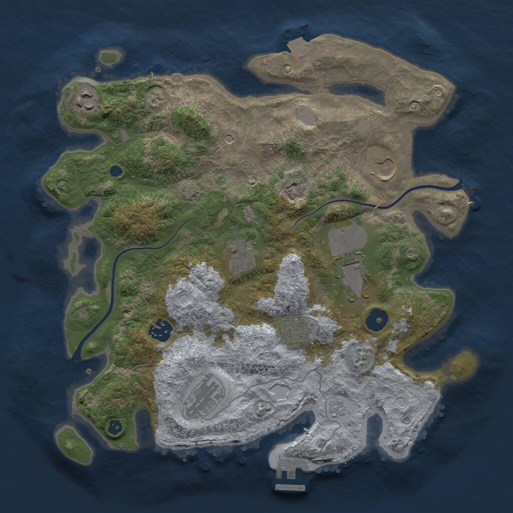 Rust Map: Procedural Map, Size: 3500, Seed: 61256991, 12 Monuments