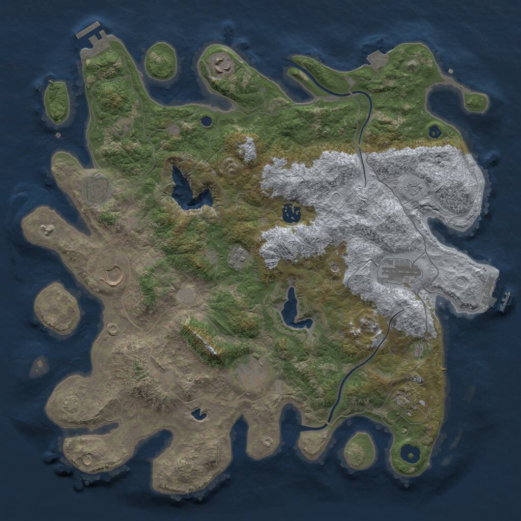 Rust Map: Procedural Map, Size: 4000, Seed: 1236577, 14 Monuments