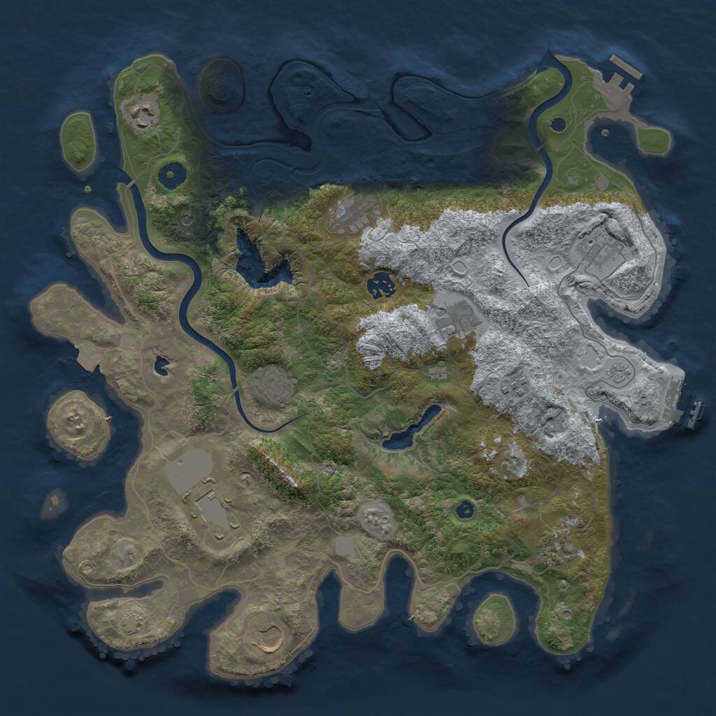 Rust Map: Procedural Map, Size: 4000, Seed: 1236577, 16 Monuments