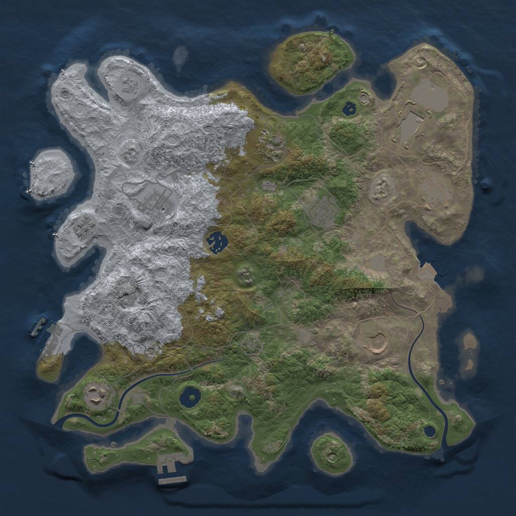 Rust Map: Procedural Map, Size: 3750, Seed: 1373859469, 15 Monuments