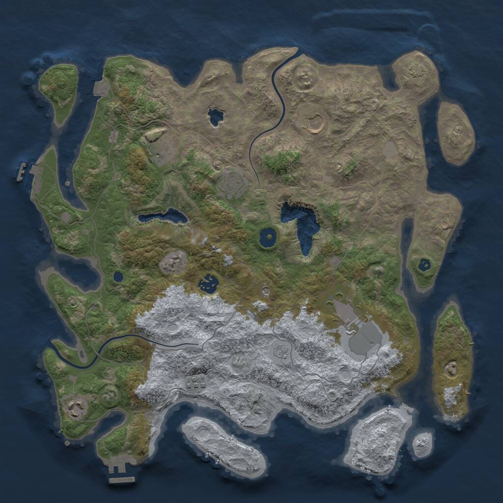 Rust Map: Procedural Map, Size: 4000, Seed: 1352740101, 13 Monuments