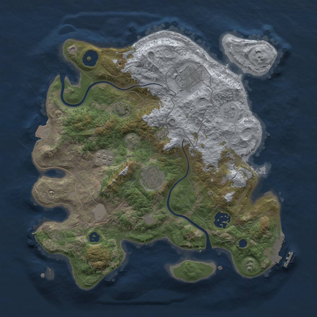 Rust Map: Procedural Map, Size: 3000, Seed: 755472538, 9 Monuments