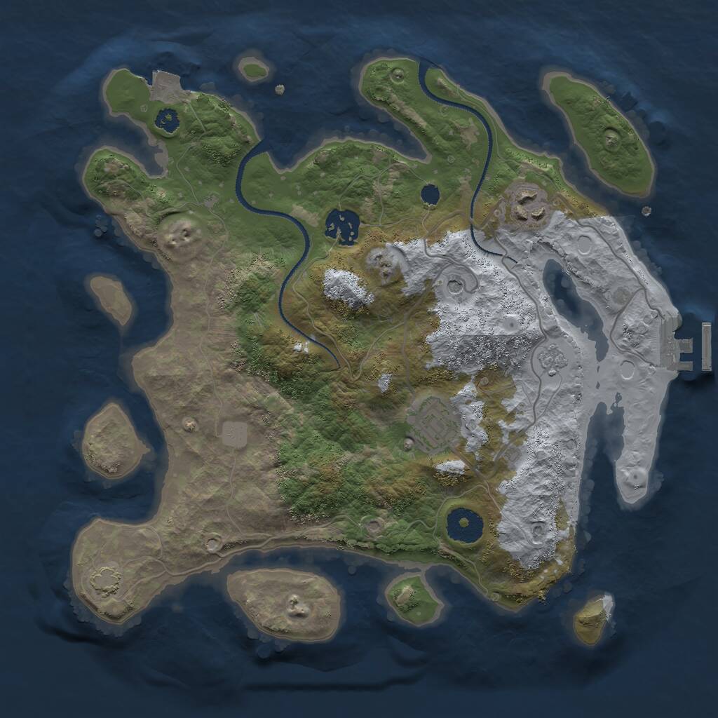 Rust Map: Procedural Map, Size: 3000, Seed: 1809778140, 8 Monuments