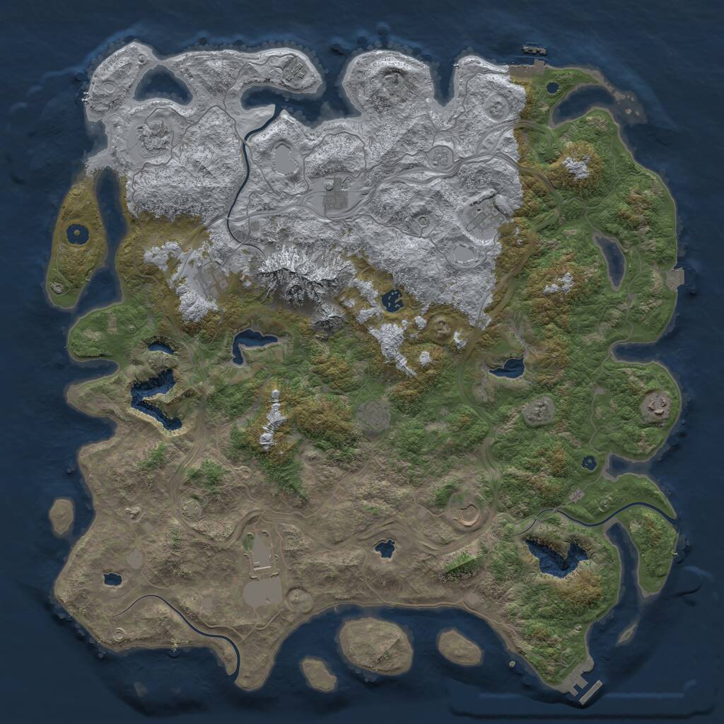 Rust Map: Procedural Map, Size: 5000, Seed: 1711043476, 16 Monuments