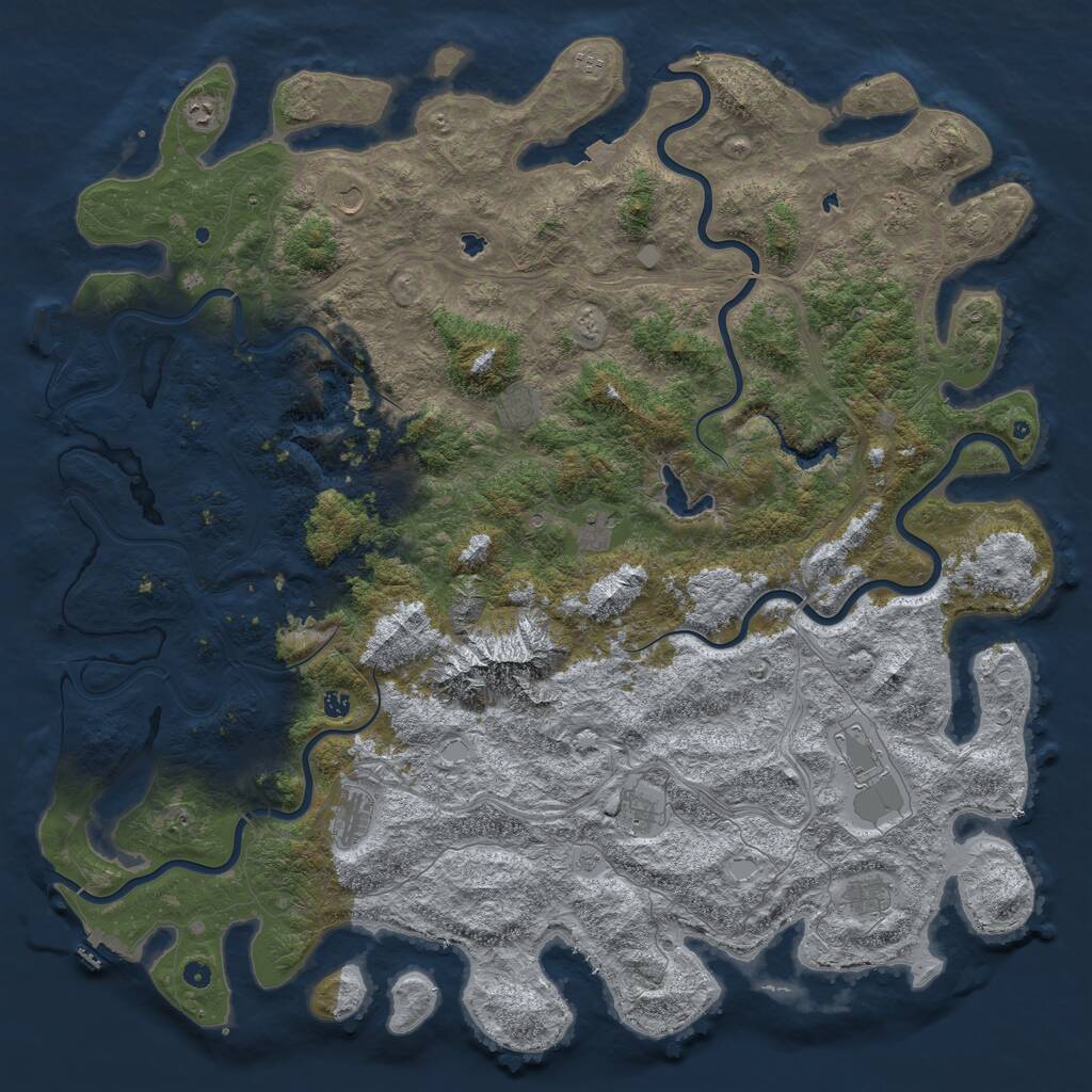 Rust Map: Procedural Map, Size: 6000, Seed: 436737270, 17 Monuments