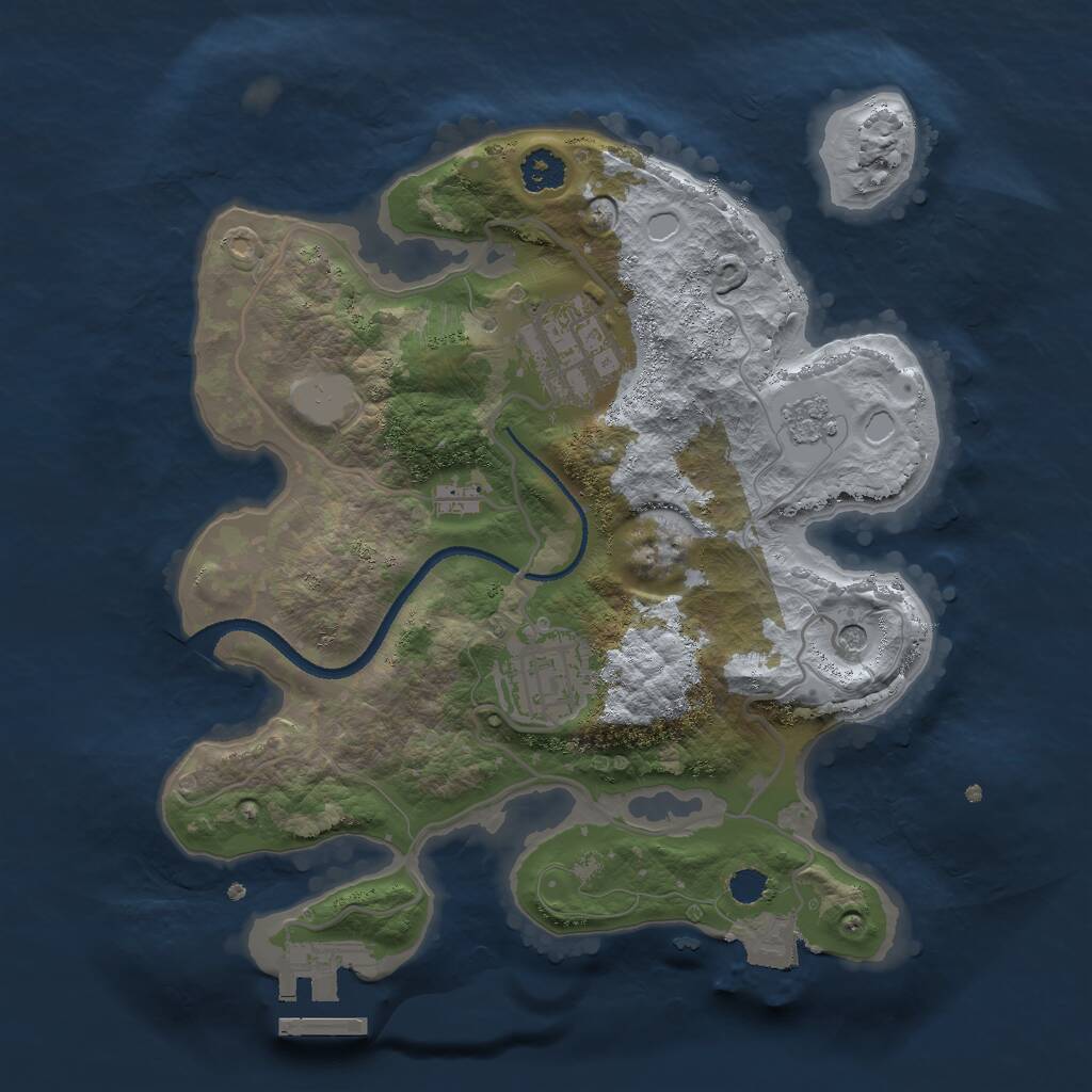 Rust Map: Procedural Map, Size: 2500, Seed: 55266, 6 Monuments