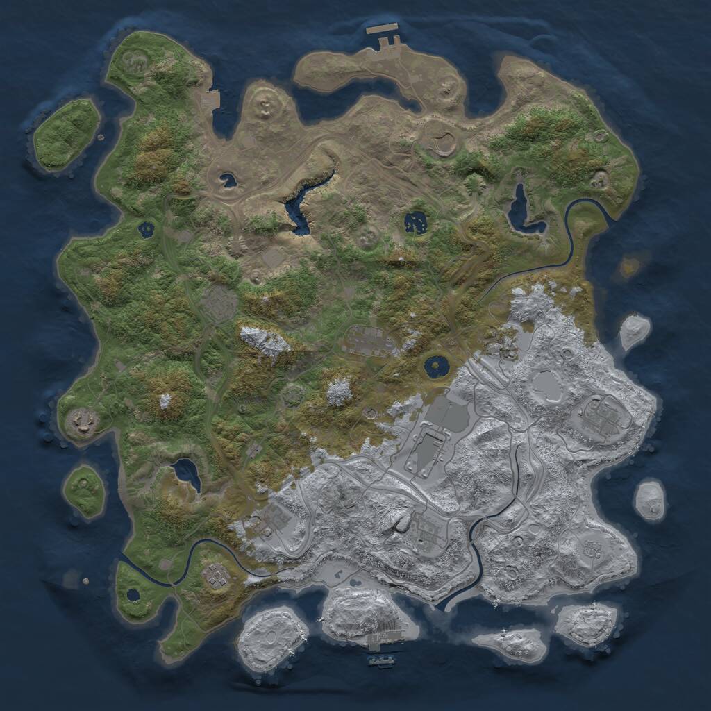 Rust Map: Procedural Map, Size: 4500, Seed: 1398245151, 17 Monuments