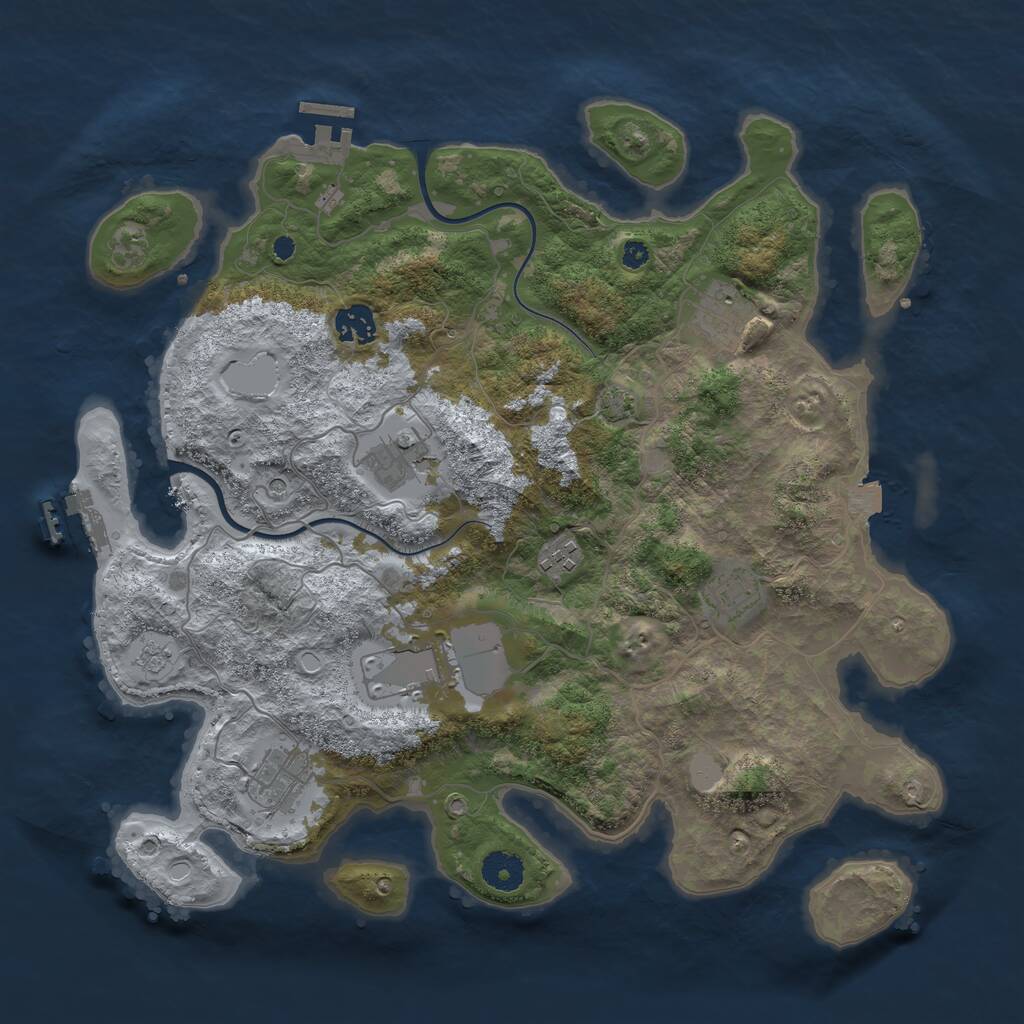 Rust Map: Procedural Map, Size: 3750, Seed: 1865224789, 13 Monuments