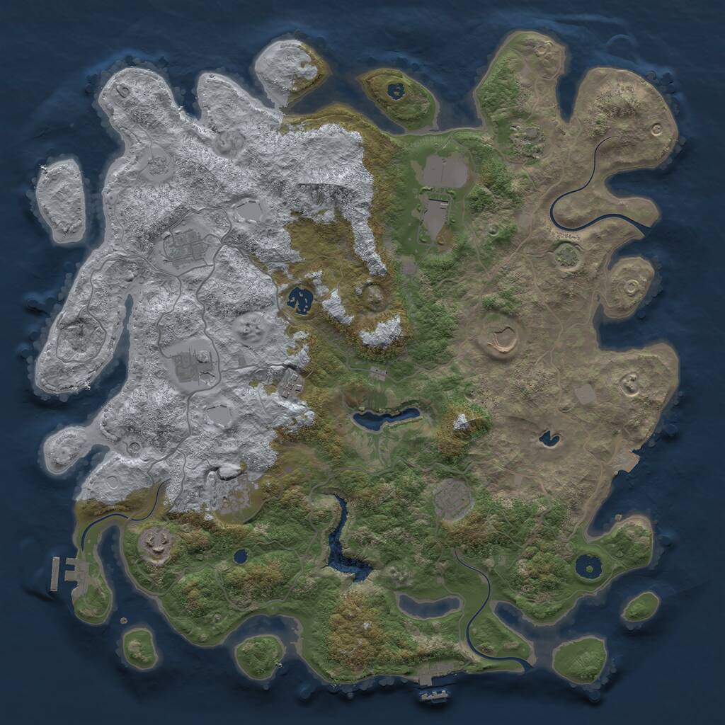 Rust Map: Procedural Map, Size: 4242, Seed: 431278372, 16 Monuments