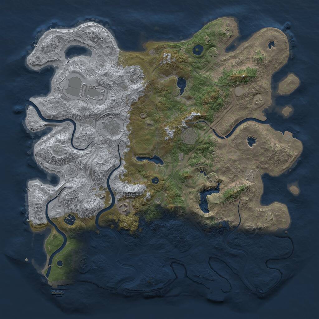 Rust Map: Procedural Map, Size: 4500, Seed: 605922, 13 Monuments