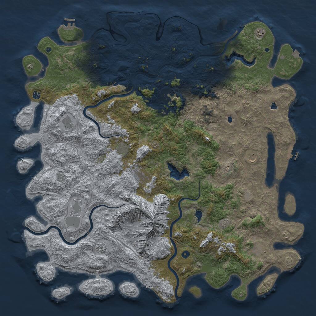 Rust Map: Procedural Map, Size: 6000, Seed: 49836, 17 Monuments