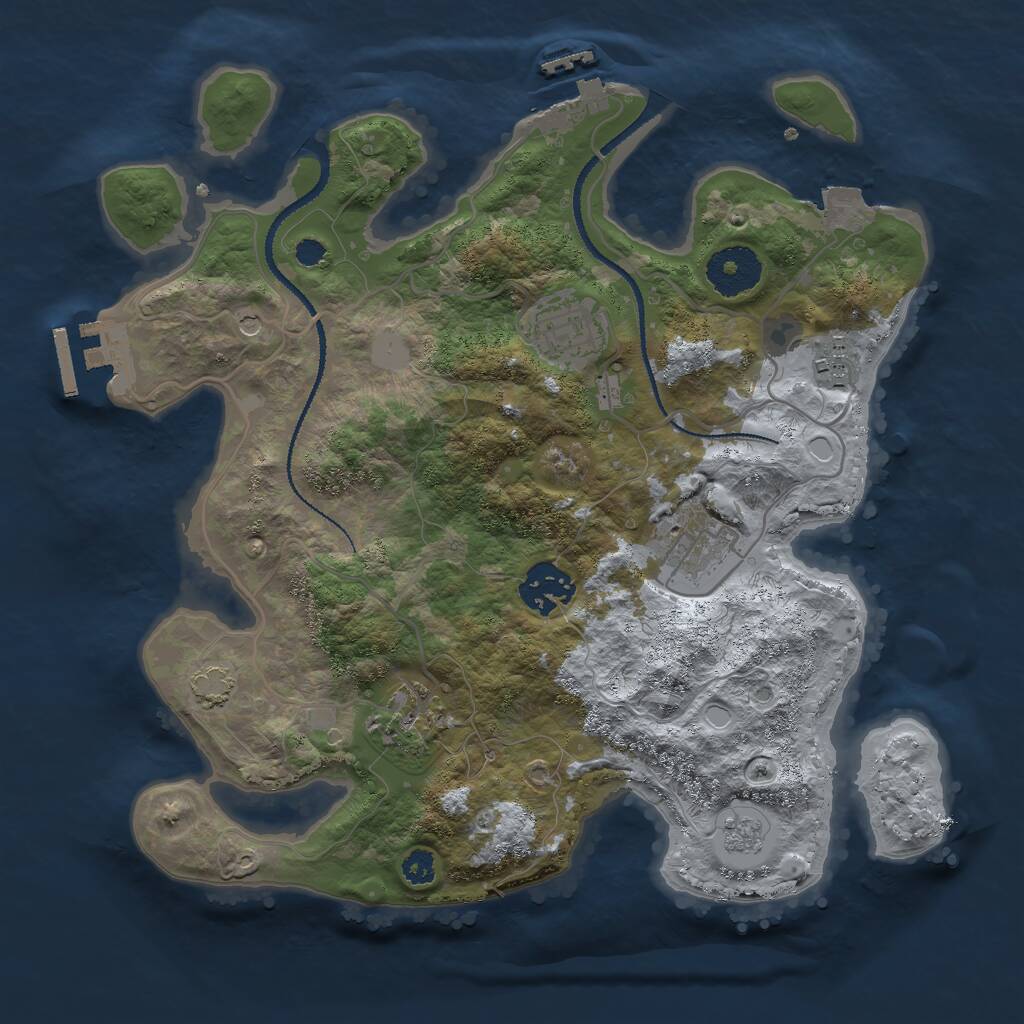 Rust Map: Procedural Map, Size: 3000, Seed: 77506814, 11 Monuments