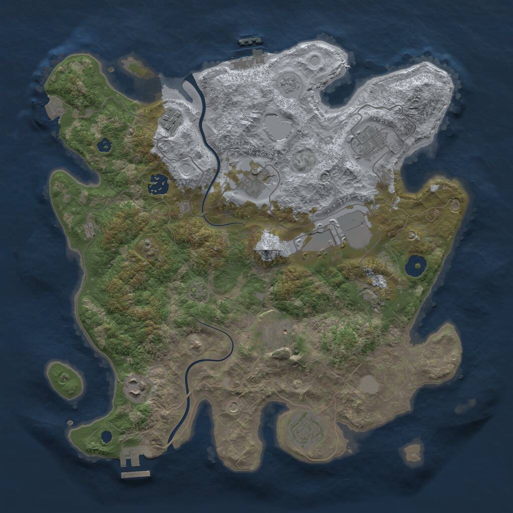 Rust Map: Procedural Map, Size: 3600, Seed: 1010, 15 Monuments
