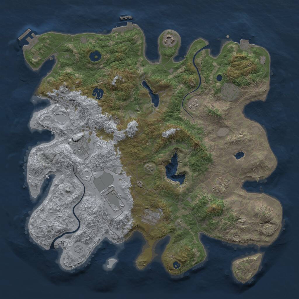 Rust Map: Procedural Map, Size: 4000, Seed: 1213124489, 14 Monuments
