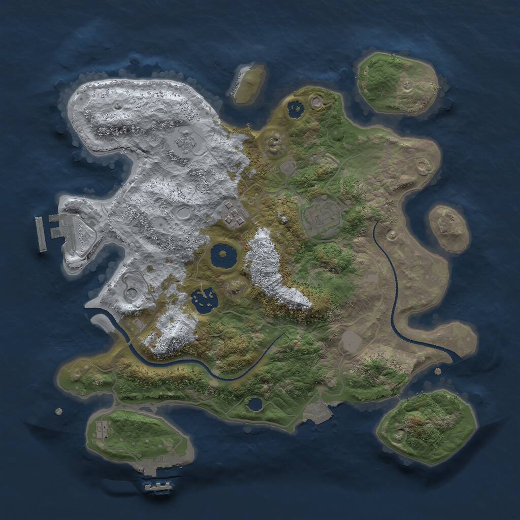 Rust Map: Procedural Map, Size: 3000, Seed: 494611495, 8 Monuments
