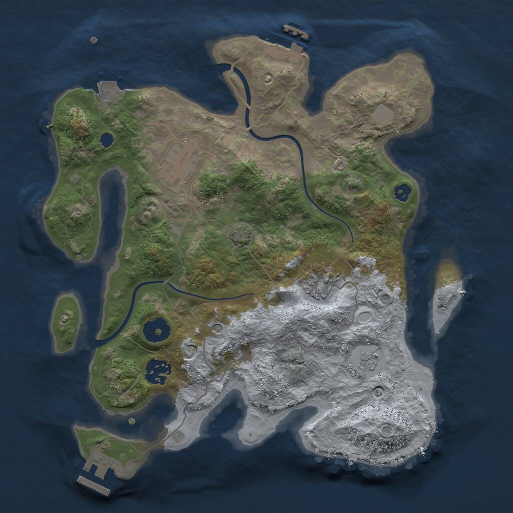 Rust Map: Procedural Map, Size: 3000, Seed: 598965708, 9 Monuments