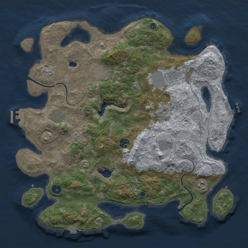 Rust Map: Procedural Map, Size: 4000, Seed: 91847539, 13 Monuments