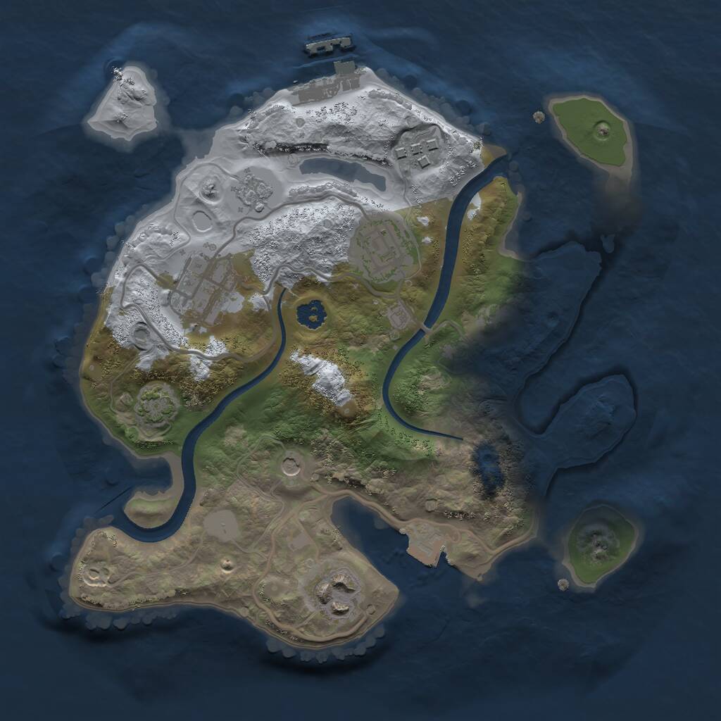 Rust Map: Procedural Map, Size: 2500, Seed: 94859, 9 Monuments