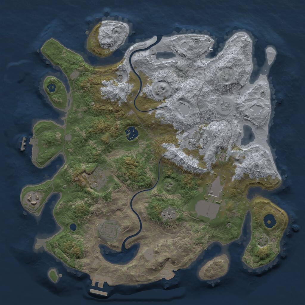Rust Map: Procedural Map, Size: 3500, Seed: 1645237852, 13 Monuments