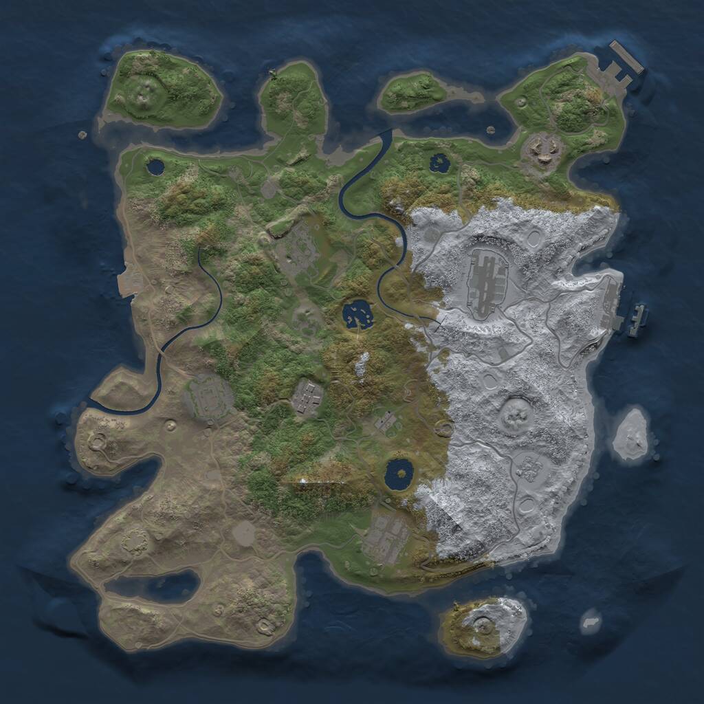 Rust Map: Procedural Map, Size: 3450, Seed: 20737173, 12 Monuments