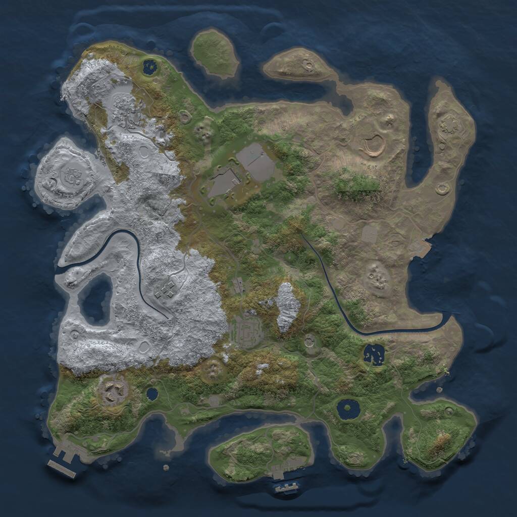 Rust Map: Procedural Map, Size: 3500, Seed: 176206540, 13 Monuments