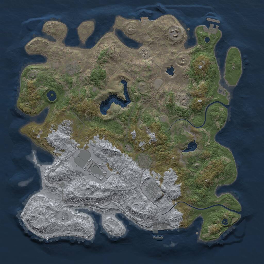 Rust Map: Procedural Map, Size: 4000, Seed: 295926099, 13 Monuments