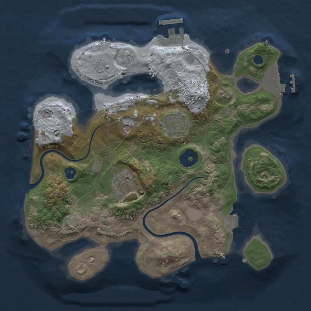 Rust Map: Procedural Map, Size: 2630, Seed: 75407569, 8 Monuments