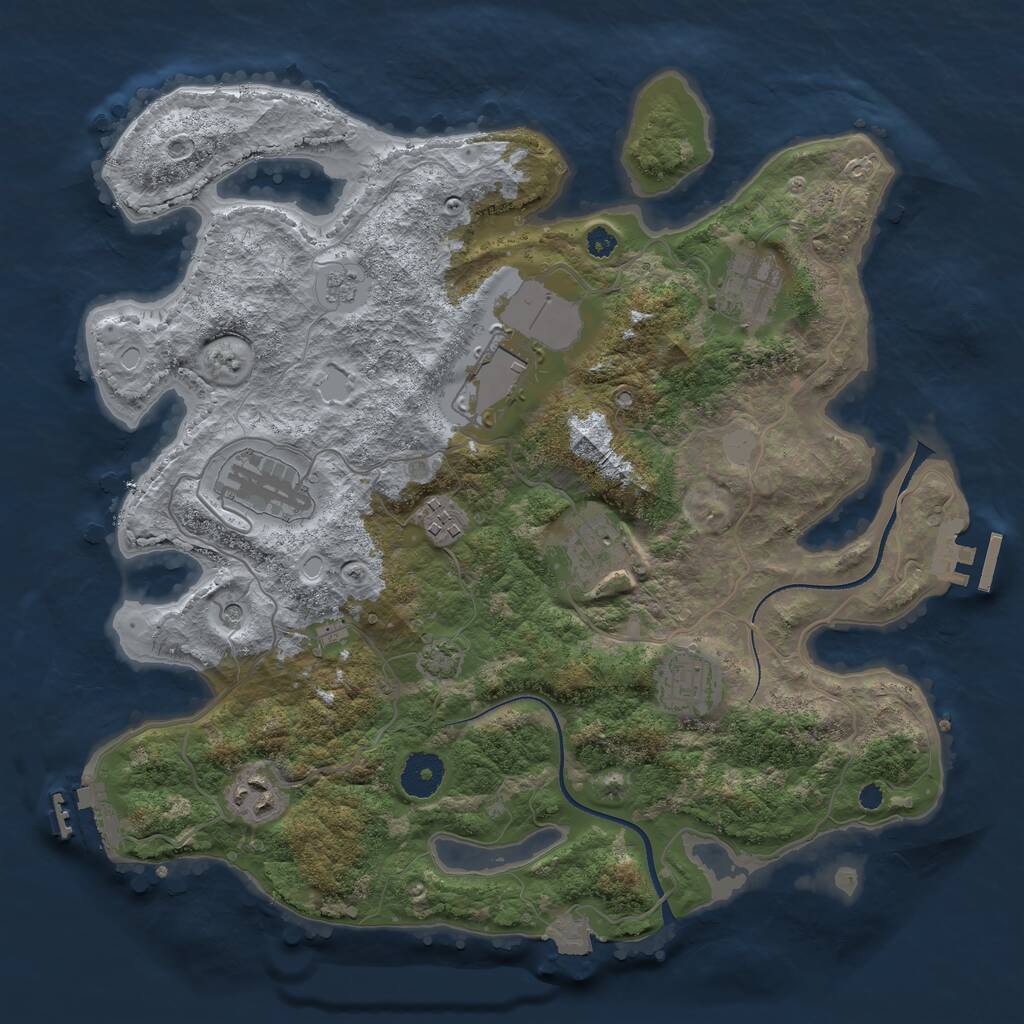 Rust Map: Procedural Map, Size: 3500, Seed: 20524381, 13 Monuments