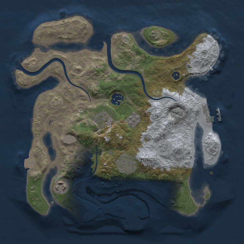 Rust Map: Procedural Map, Size: 3000, Seed: 2060984435, 11 Monuments
