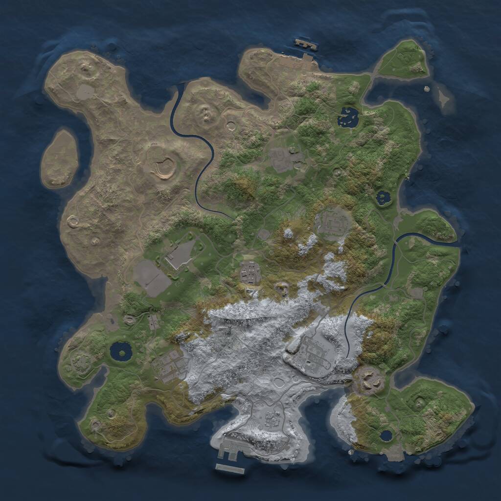 Rust Map: Procedural Map, Size: 3500, Seed: 1858829561, 15 Monuments