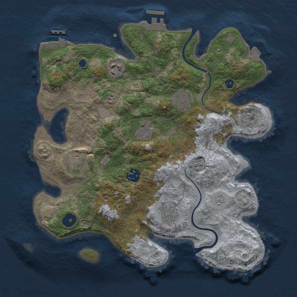 Rust Map: Procedural Map, Size: 3300, Seed: 339492693, 12 Monuments