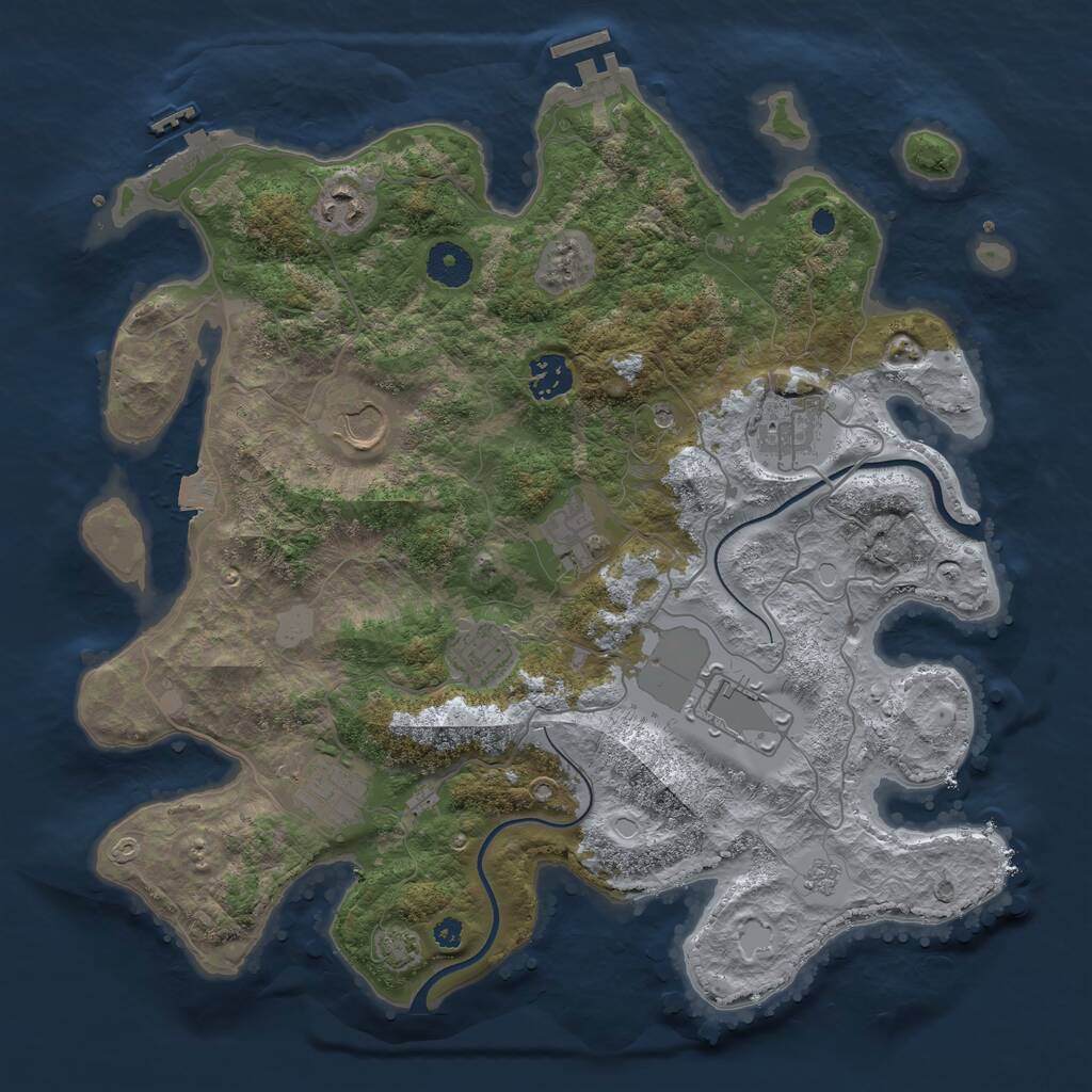Rust Map: Procedural Map, Size: 3650, Seed: 1899433300, 14 Monuments
