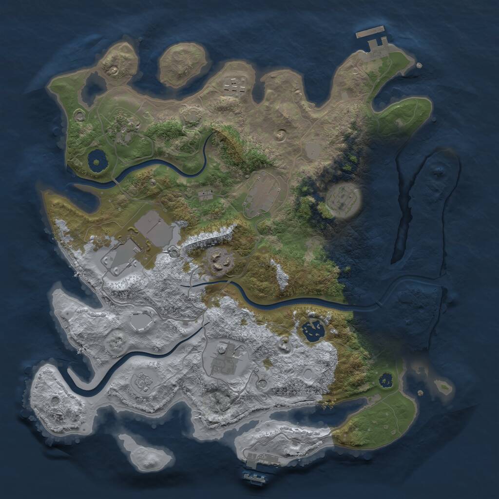 Rust Map: Procedural Map, Size: 3500, Seed: 984312501, 14 Monuments