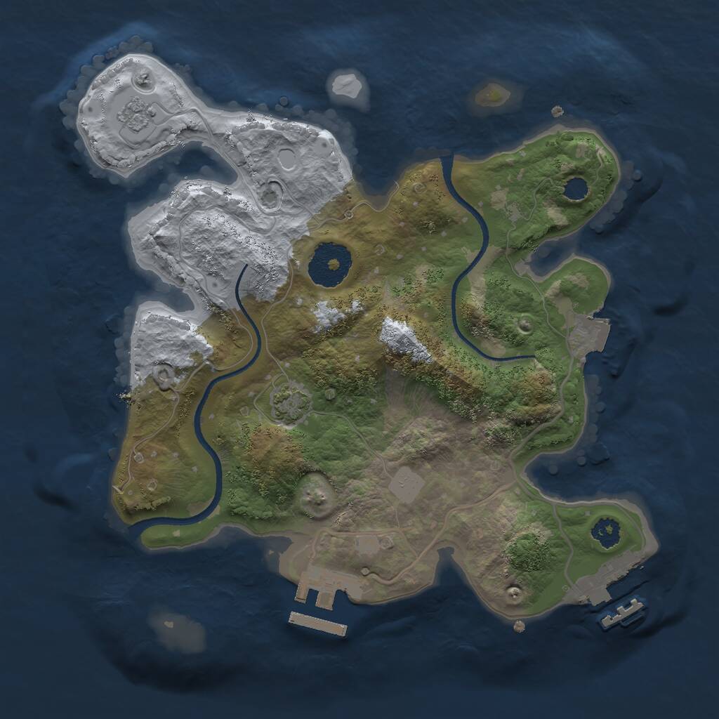Rust Map: Procedural Map, Size: 2500, Seed: 603202501, 5 Monuments