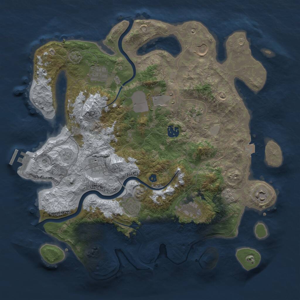 Rust Map: Procedural Map, Size: 3700, Seed: 1269608002, 15 Monuments