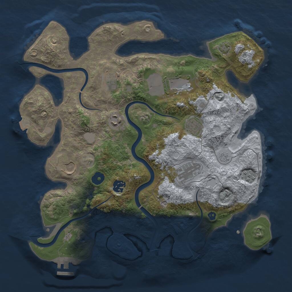 Rust Map: Procedural Map, Size: 3500, Seed: 198064892, 13 Monuments