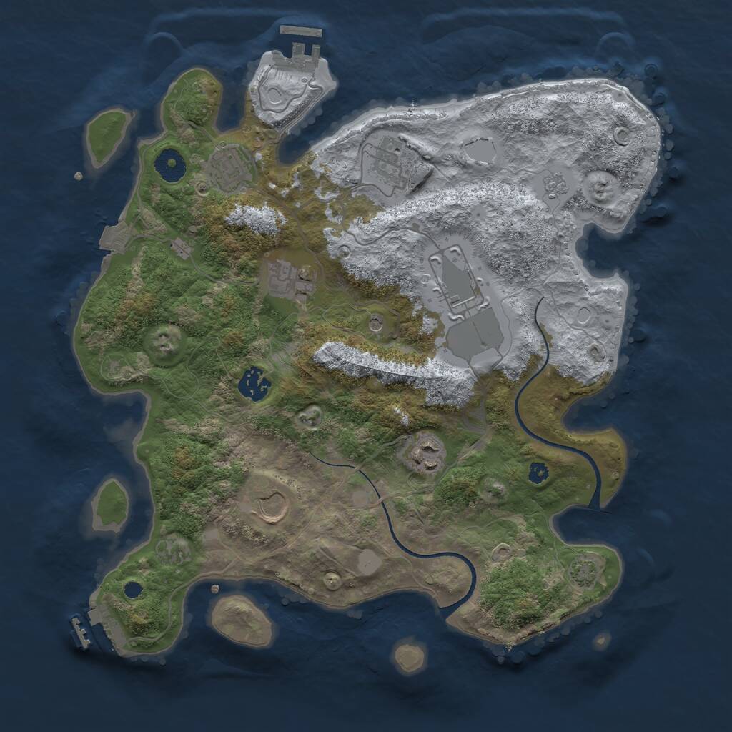 Rust Map: Procedural Map, Size: 3500, Seed: 737145768, 13 Monuments